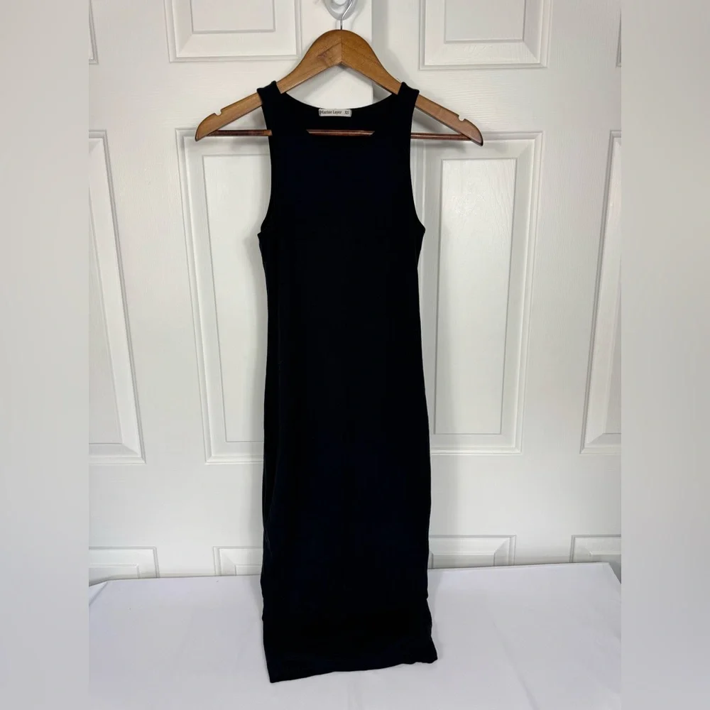 Nwt MARINE‎ LAYER Black Lexi Rib Fit Tank Midi Dress XS